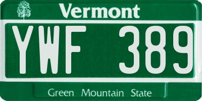 VT license plate YWF389