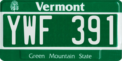 VT license plate YWF391