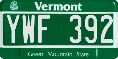 VT license plate YWF392