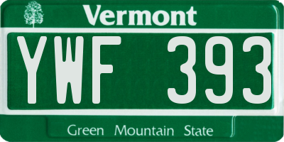 VT license plate YWF393