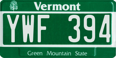 VT license plate YWF394