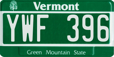 VT license plate YWF396
