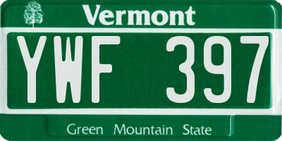 VT license plate YWF397