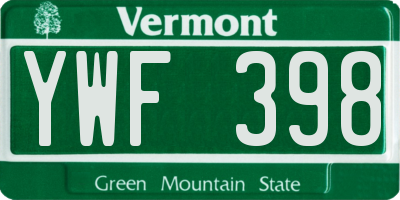 VT license plate YWF398