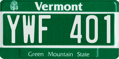 VT license plate YWF401