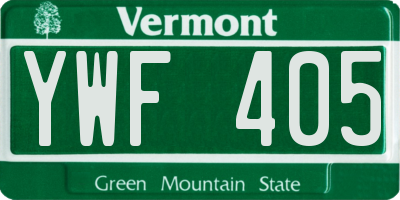 VT license plate YWF405