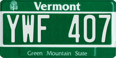 VT license plate YWF407