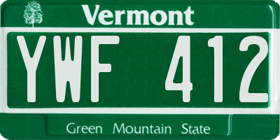 VT license plate YWF412