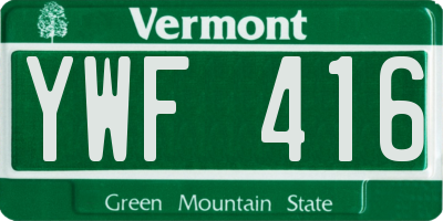 VT license plate YWF416