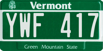 VT license plate YWF417