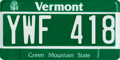 VT license plate YWF418