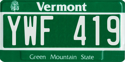 VT license plate YWF419