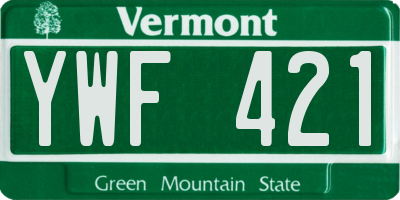 VT license plate YWF421