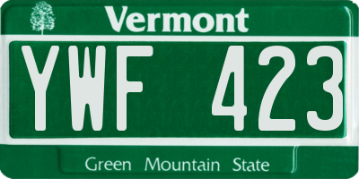 VT license plate YWF423