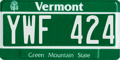 VT license plate YWF424