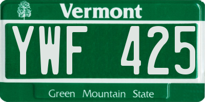 VT license plate YWF425