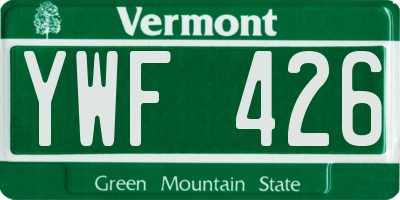 VT license plate YWF426