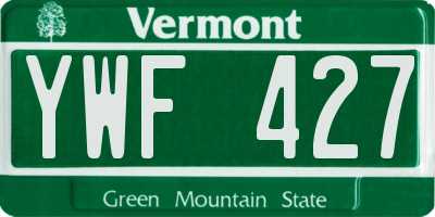 VT license plate YWF427