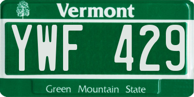 VT license plate YWF429