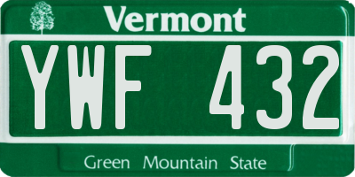 VT license plate YWF432