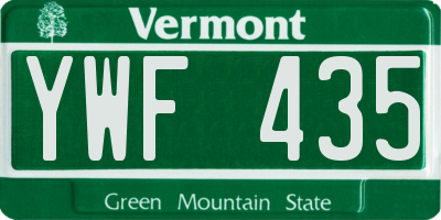 VT license plate YWF435