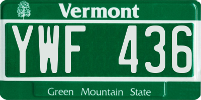 VT license plate YWF436