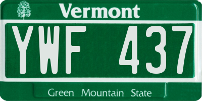 VT license plate YWF437