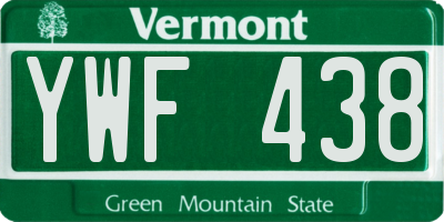 VT license plate YWF438
