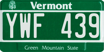 VT license plate YWF439