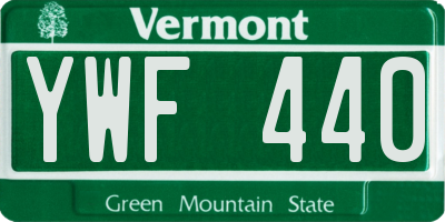VT license plate YWF440