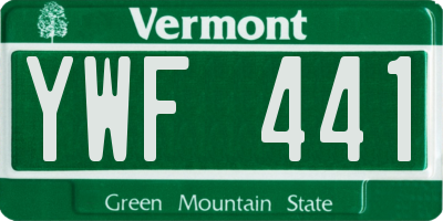 VT license plate YWF441