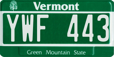VT license plate YWF443
