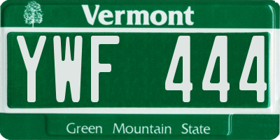 VT license plate YWF444