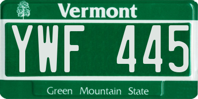 VT license plate YWF445