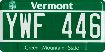 VT license plate YWF446