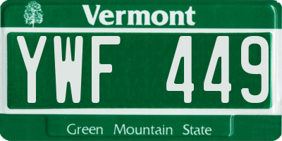 VT license plate YWF449