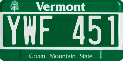 VT license plate YWF451