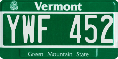 VT license plate YWF452