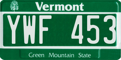VT license plate YWF453