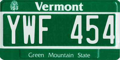 VT license plate YWF454
