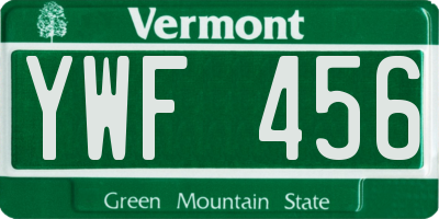 VT license plate YWF456