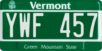 VT license plate YWF457