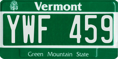 VT license plate YWF459
