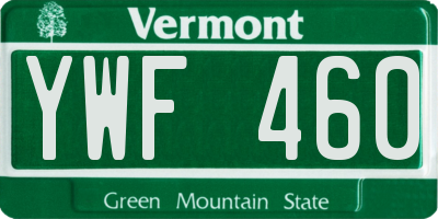 VT license plate YWF460