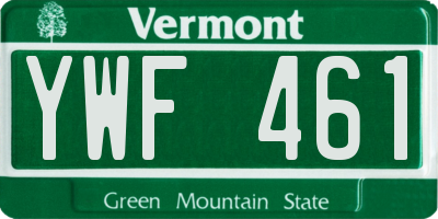 VT license plate YWF461