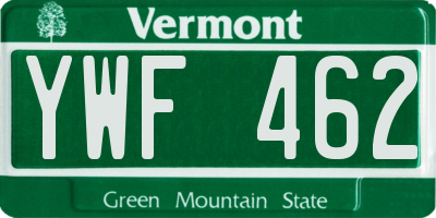 VT license plate YWF462