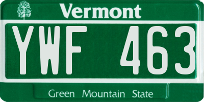 VT license plate YWF463