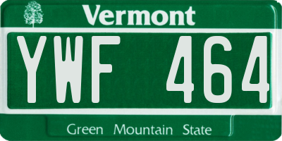 VT license plate YWF464