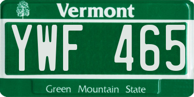 VT license plate YWF465