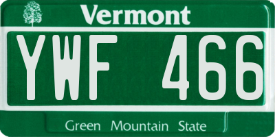 VT license plate YWF466